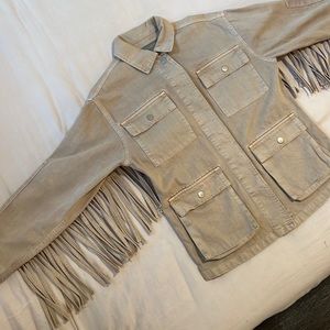 Blue Revival Fringe Tan Denim Oversized Jacket